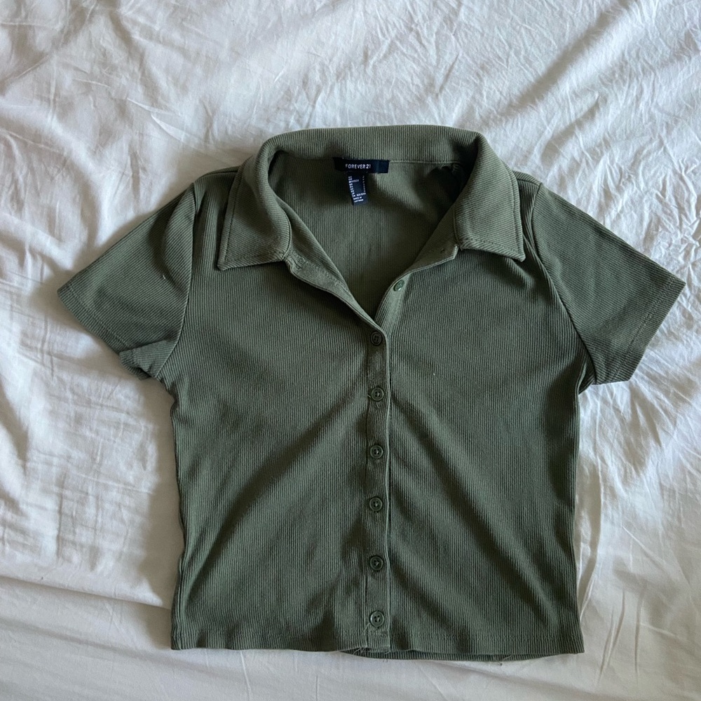 Forever 21 Olive Green Button-Up - Picture 1 of 2